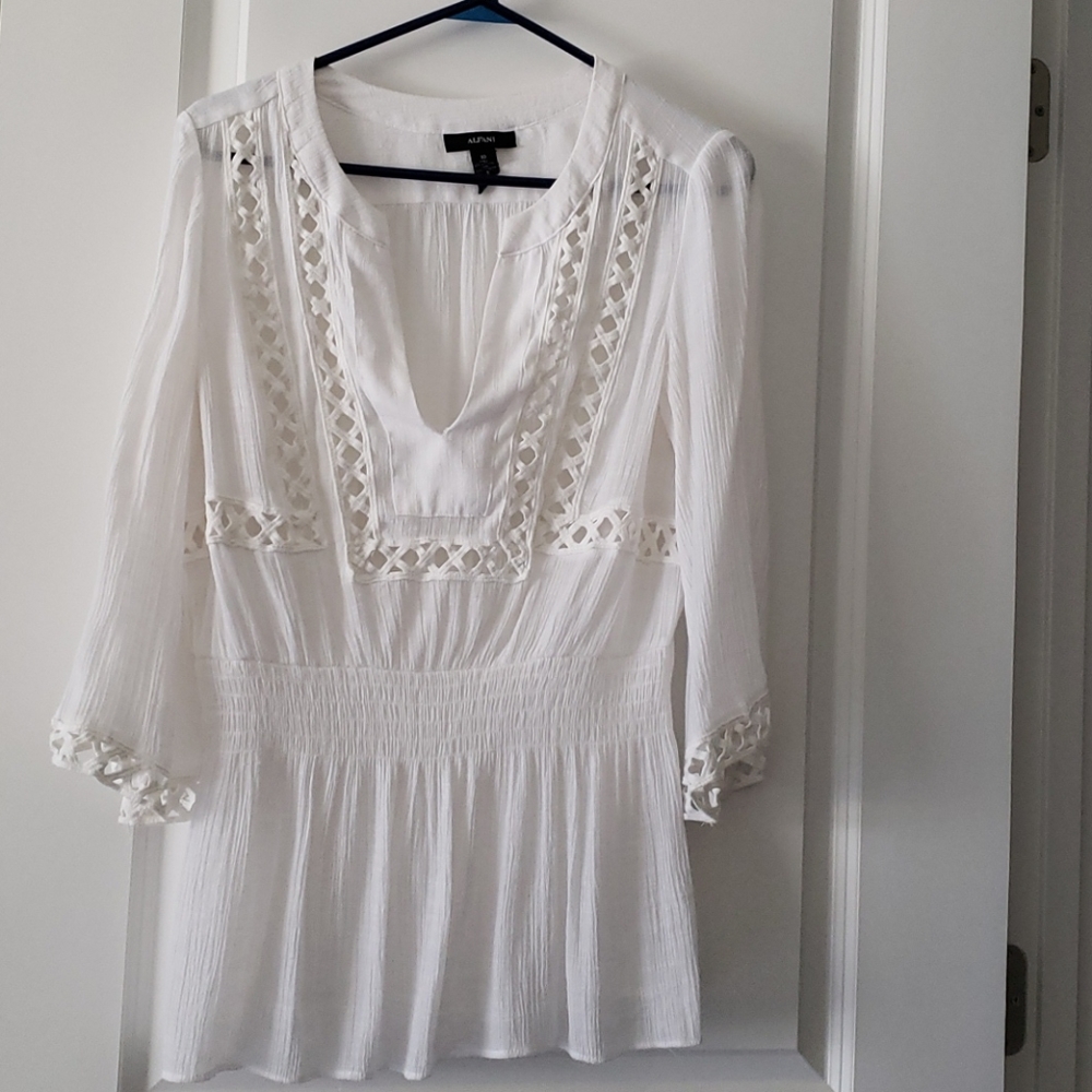 Alfani Womens Shear Smock lace V neck top